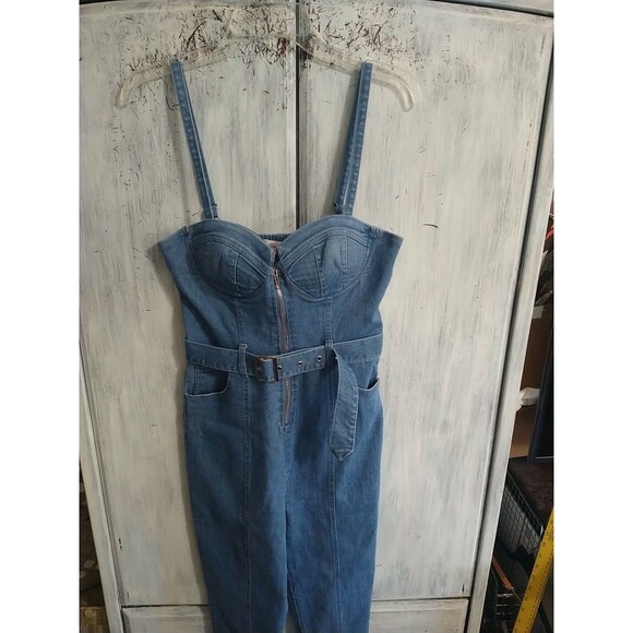 Denham Boulevard Los Angeles Adjustable Zip Romper Jumpsuit Medium Nwt Y2K Boho - Picture 2 of 14
